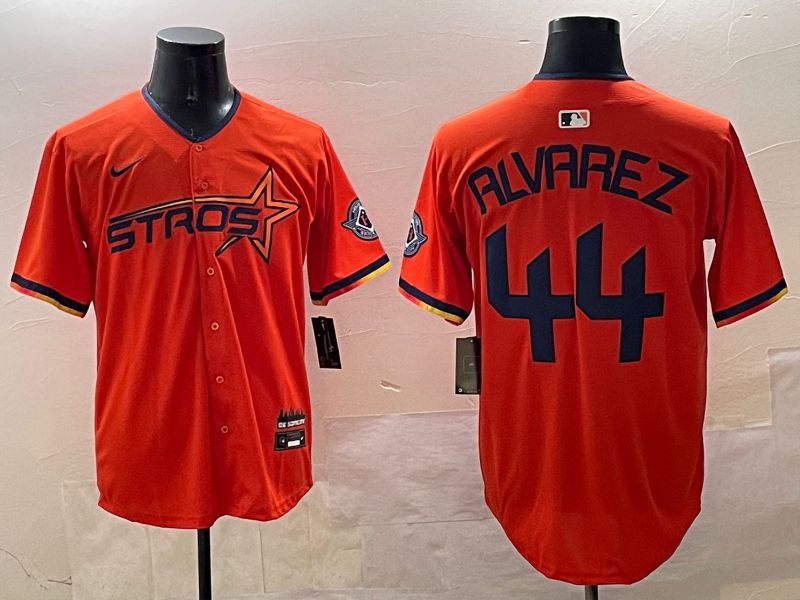 Men Houston Astros 44 Alvarez Orange Three generations Joint Name 2025 Nike MLB Jersey style 6